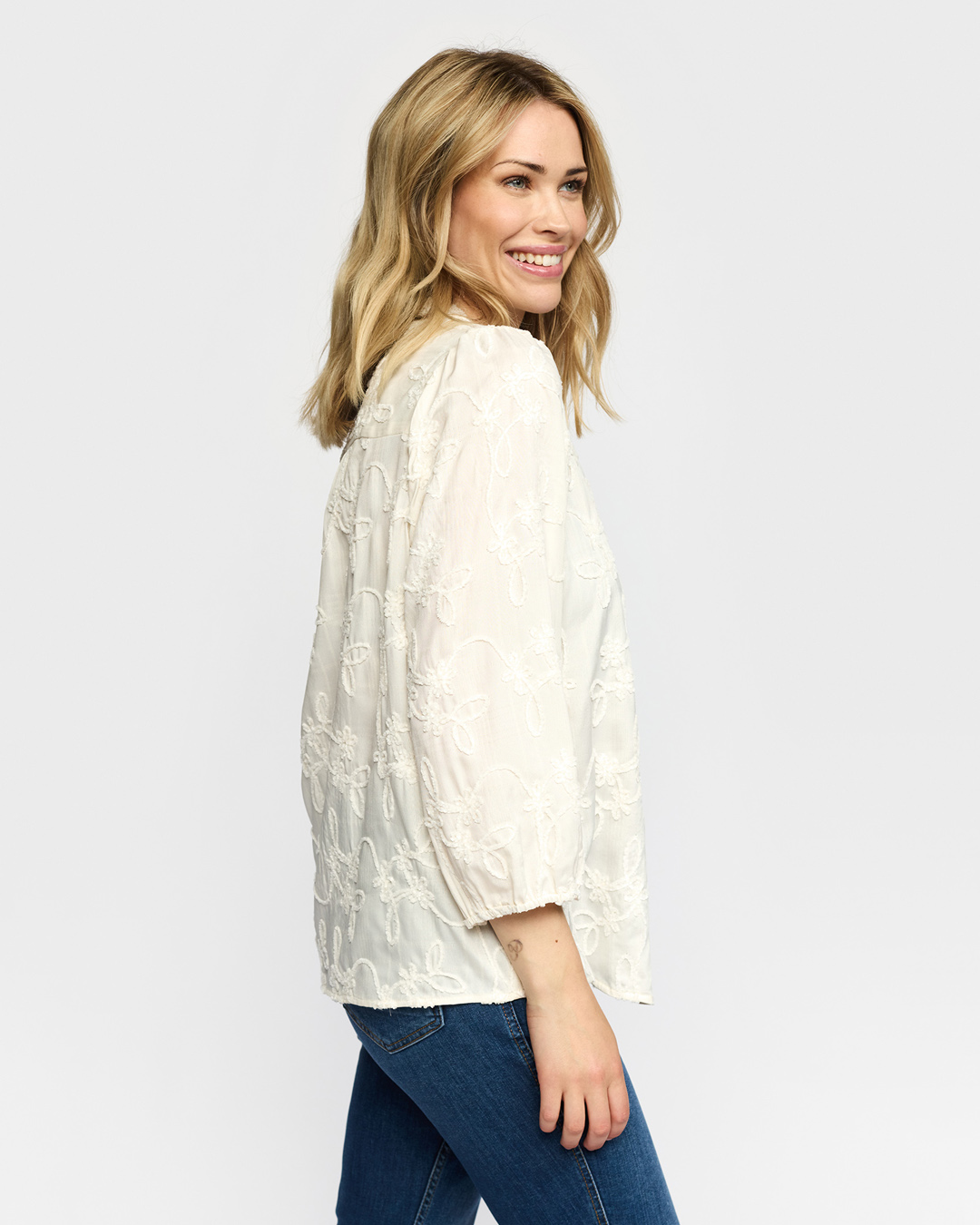 Blus Maro broderad offwhite - 4