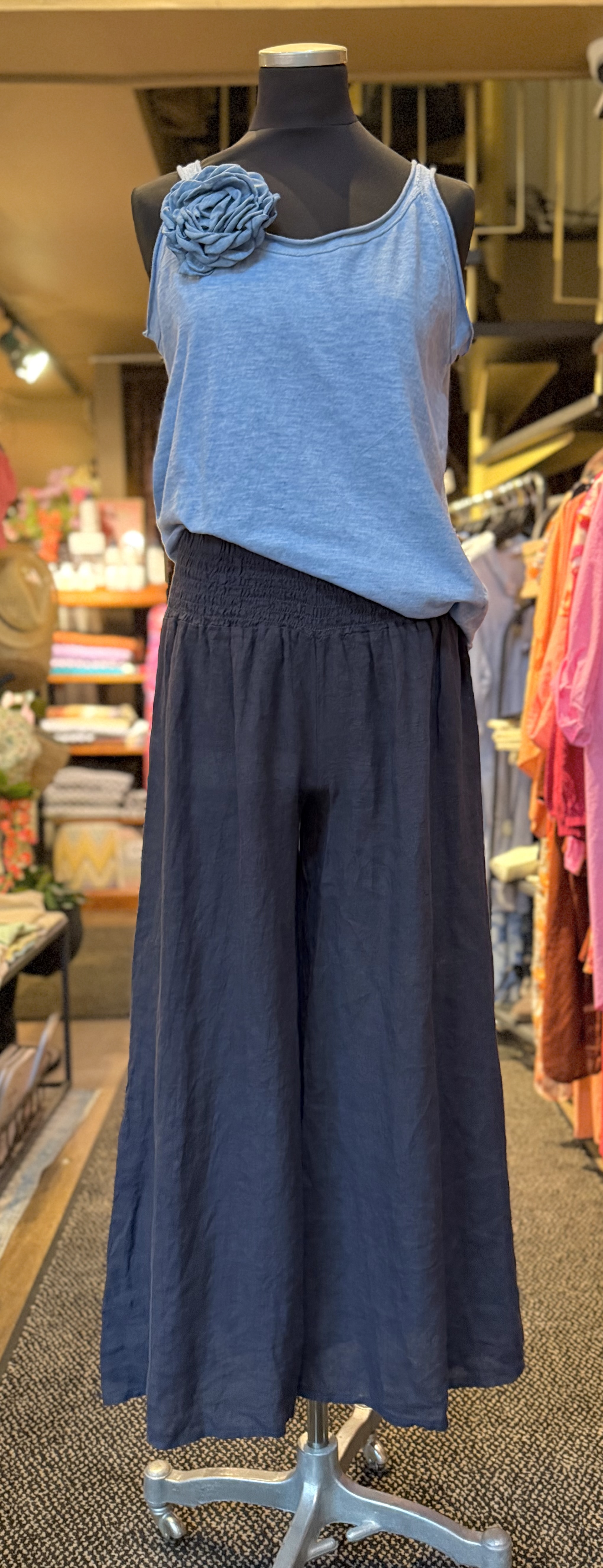 Linne-byxa - Navy blue