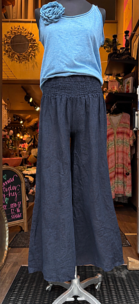 Linne-byxa - Navy blue