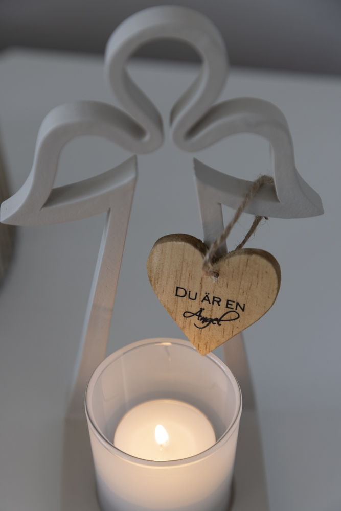 Ljusstake - Ängel i presentförpackning - Sand - 20 cm  - 2