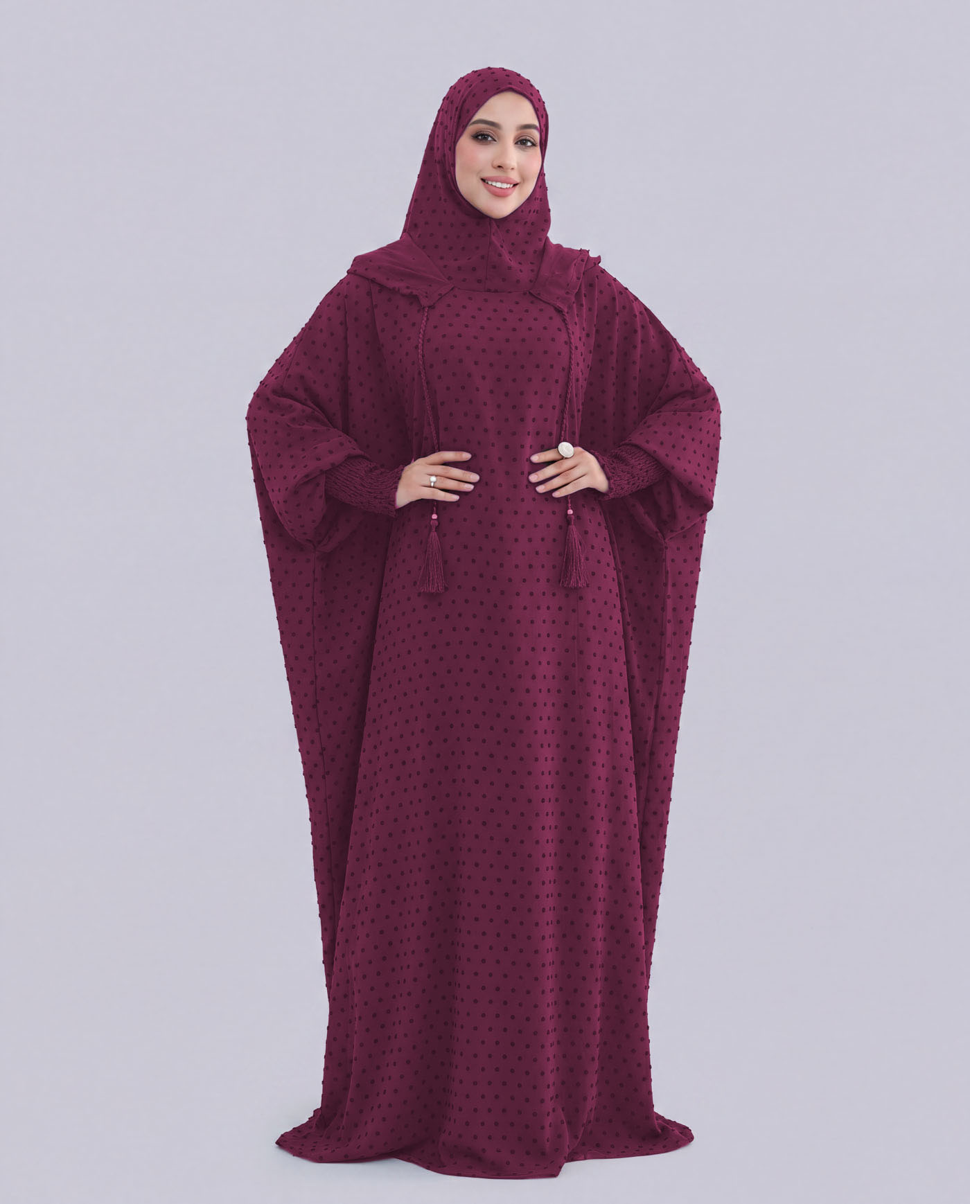 Hoodie Abaya - Wine Red
