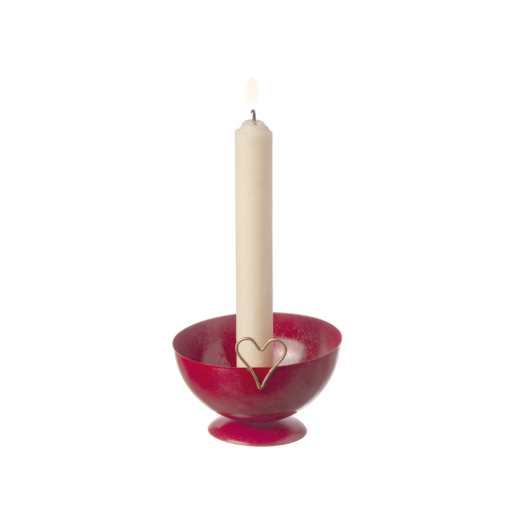 Candlestick in hammered sheet metal - Red - 2