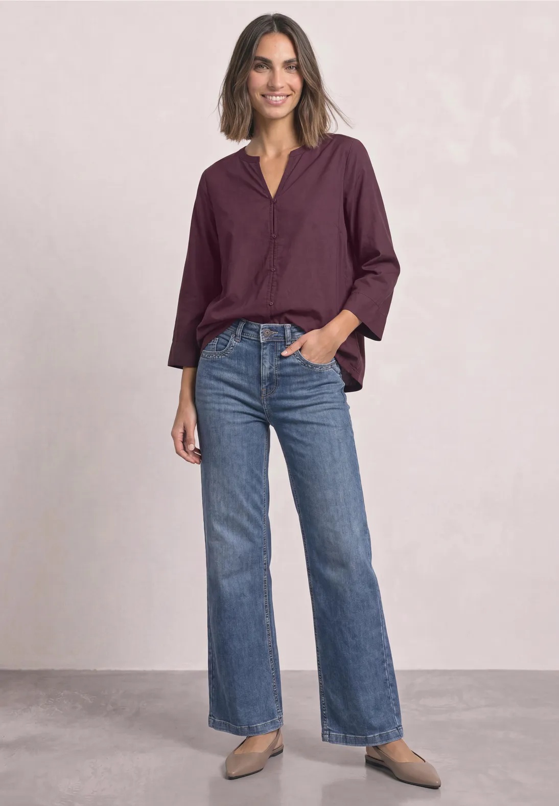 QR Splitneck Blouse - Rustic Rouge - Street One