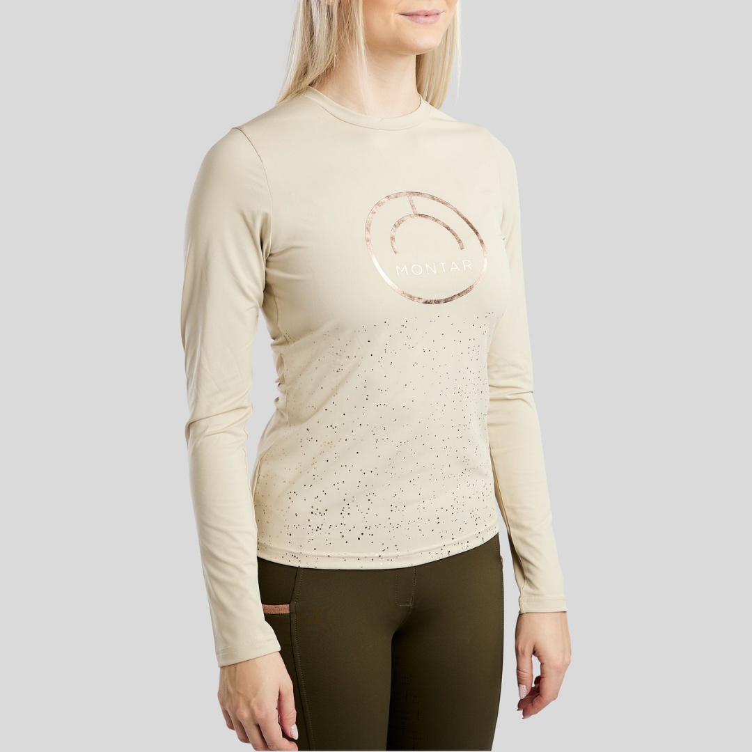 MONTAR MONILLE LONG SLEEV WHIT ROSEGOLD PRINT - WARM GRAY