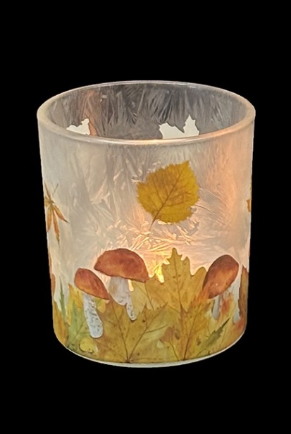 Ljuslykta med Svampar Höst Small - 8x7 cm - 3