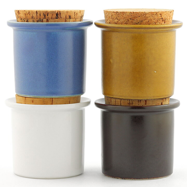 Stig Lindberg (1960s) Four Colorful Jars with Cork Lids (5)
