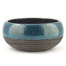 Inger Persson (1960s) Brown/Turquoise Studio with Incised Decor 22/10 cm