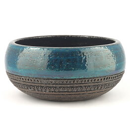 Inger Persson (1960s) Brown/Turquoise Studio with Incised Decor 22/10 cm
