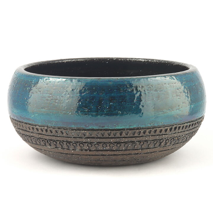Inger Persson (1960s) Brown/Turquoise Studio with Incised Decor 22/10 cm