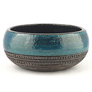 Inger Persson (1960s) Brown/Turquoise Studio with Incised Decor 22/10 cm