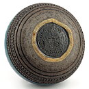 Inger Persson (1960s) Brown/Turquoise Studio with Incised Decor 22/10 cm