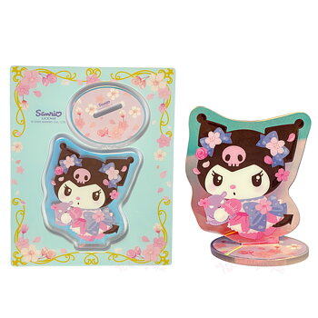 Kuromi Holografisk Dekorations Akrylställ med rosa körsbärsblommor- 6 cm