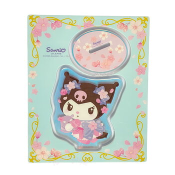 Kuromi Holografisk Dekorations Akrylställ med rosa körsbärsblommor- 6 cm