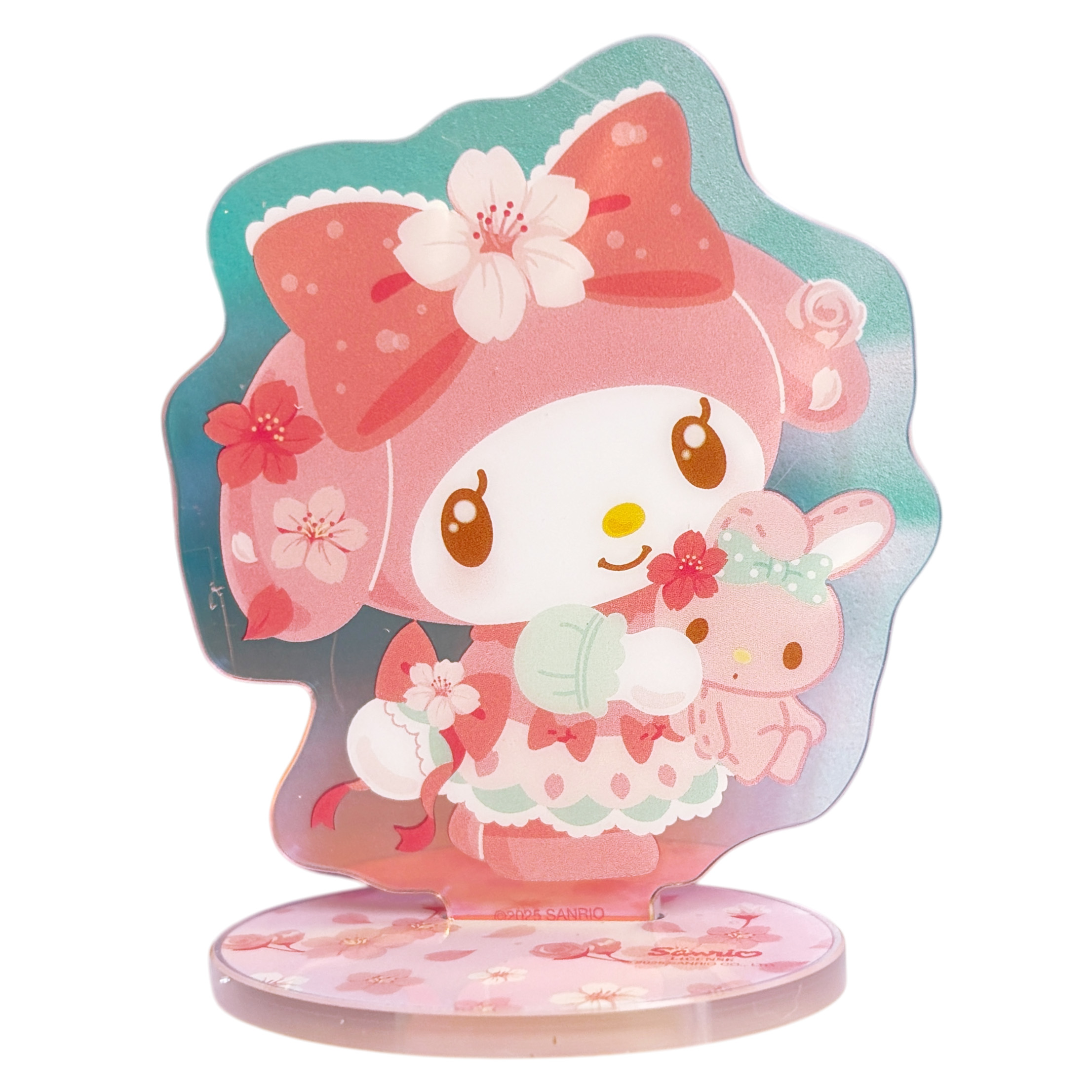 My Melody Holografisk Dekorations Akrylställ med rosa körsbärsblommor- 6 cm - 5