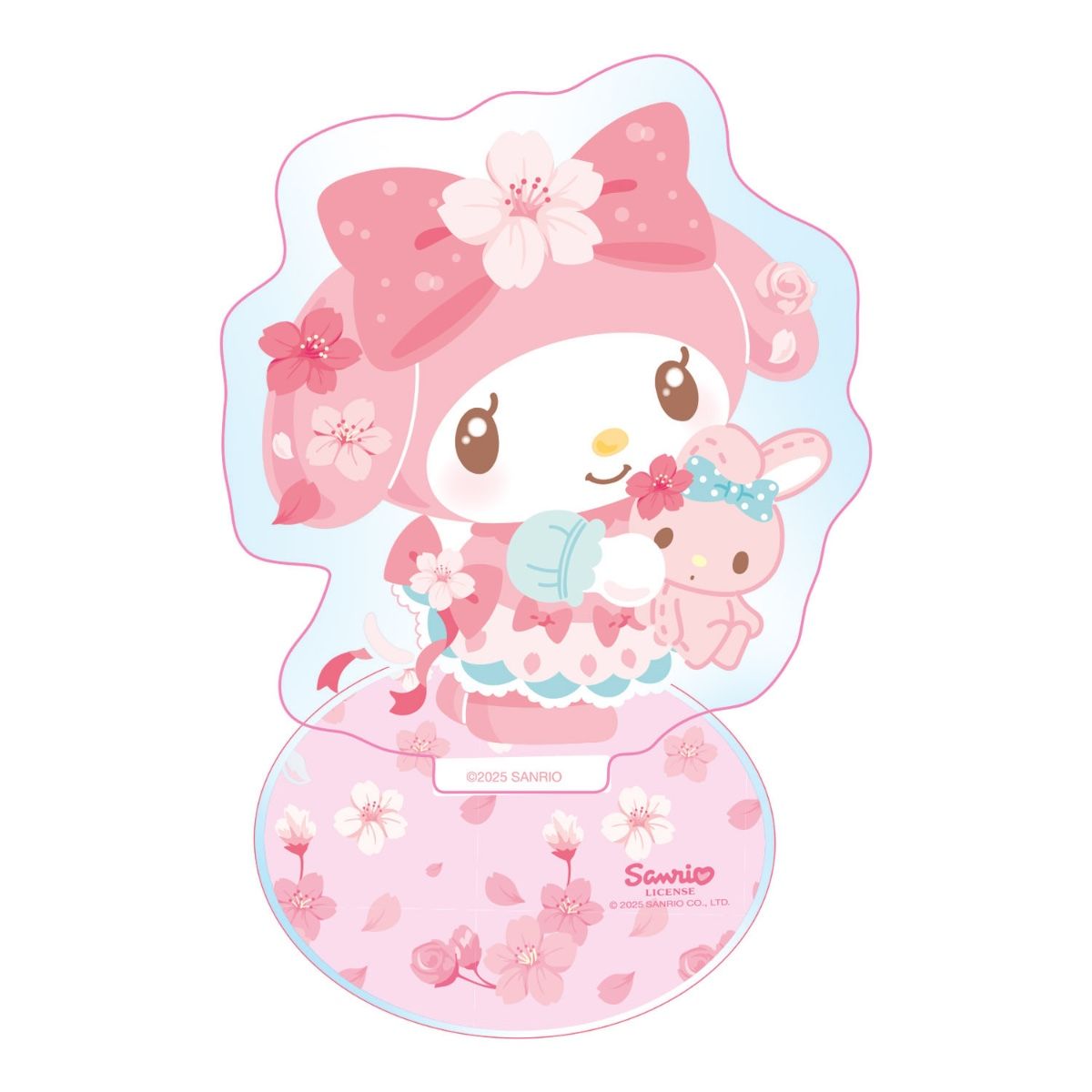 My Melody Holografisk Dekorations Akrylställ med rosa körsbärsblommor- 6 cm - 8