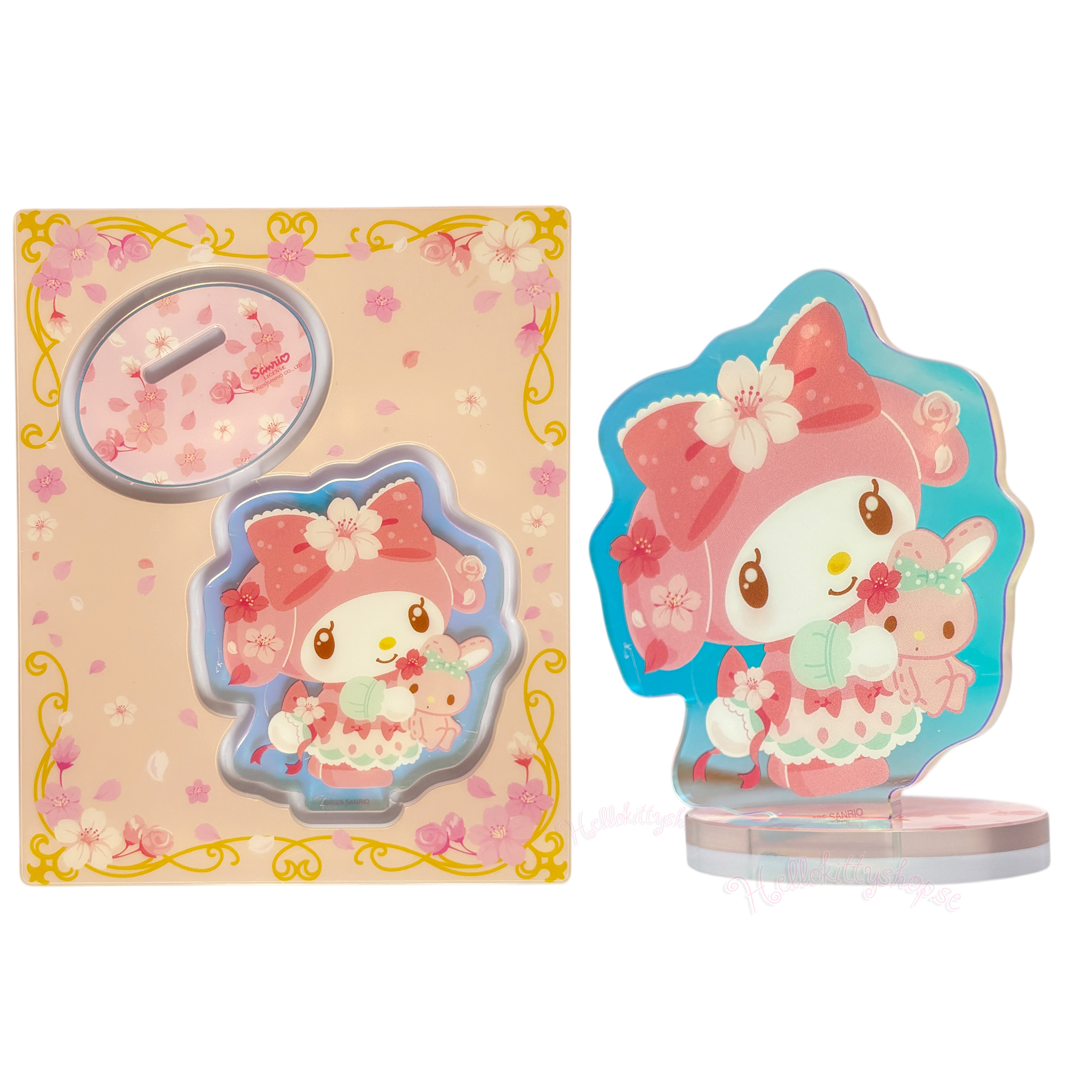 My Melody Holografisk Dekorations Akrylställ med rosa körsbärsblommor- 6 cm