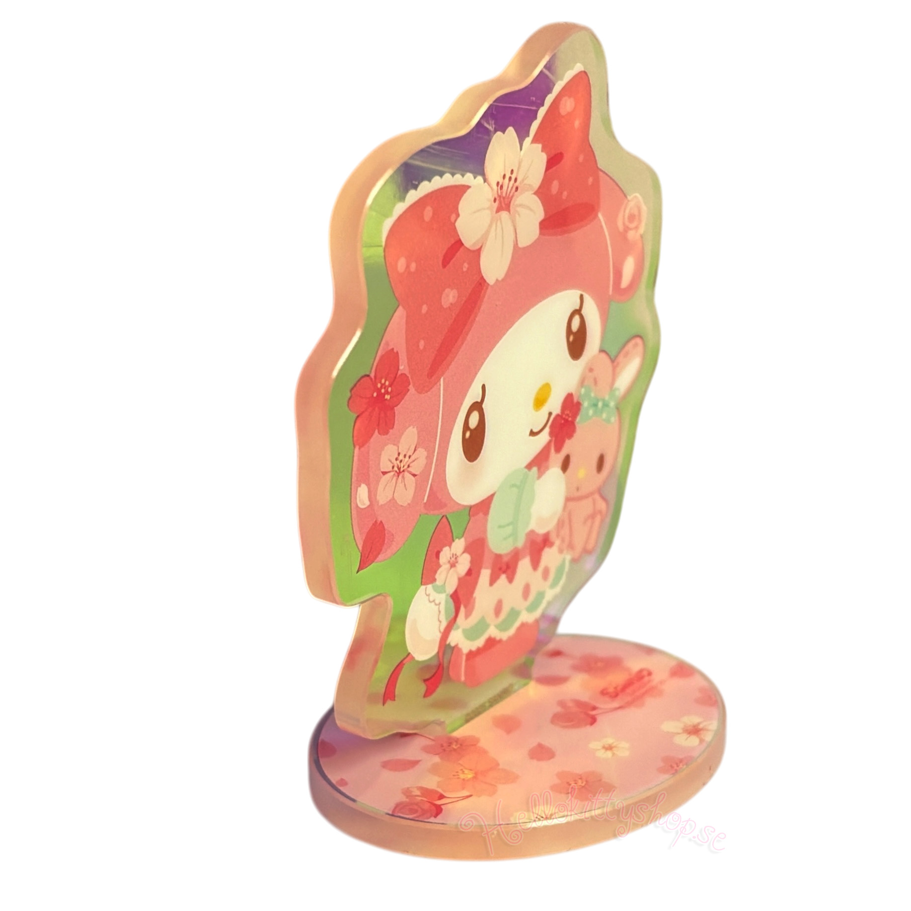 My Melody Holografisk Dekorations Akrylställ med rosa körsbärsblommor- 6 cm - 6