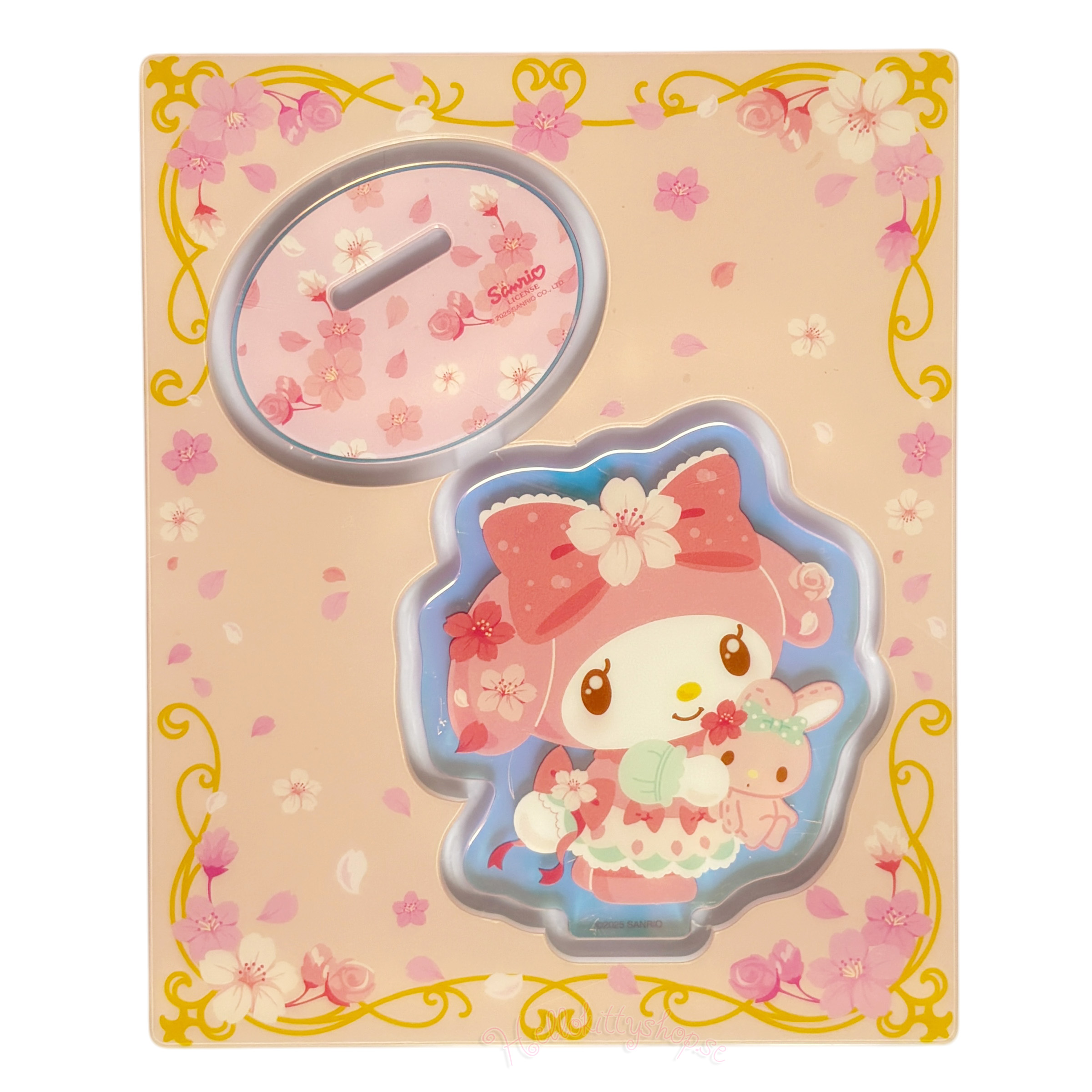 My Melody Holografisk Dekorations Akrylställ med rosa körsbärsblommor- 6 cm - 2