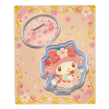 My Melody Holografisk Dekorations Akrylställ med rosa körsbärsblommor- 6 cm