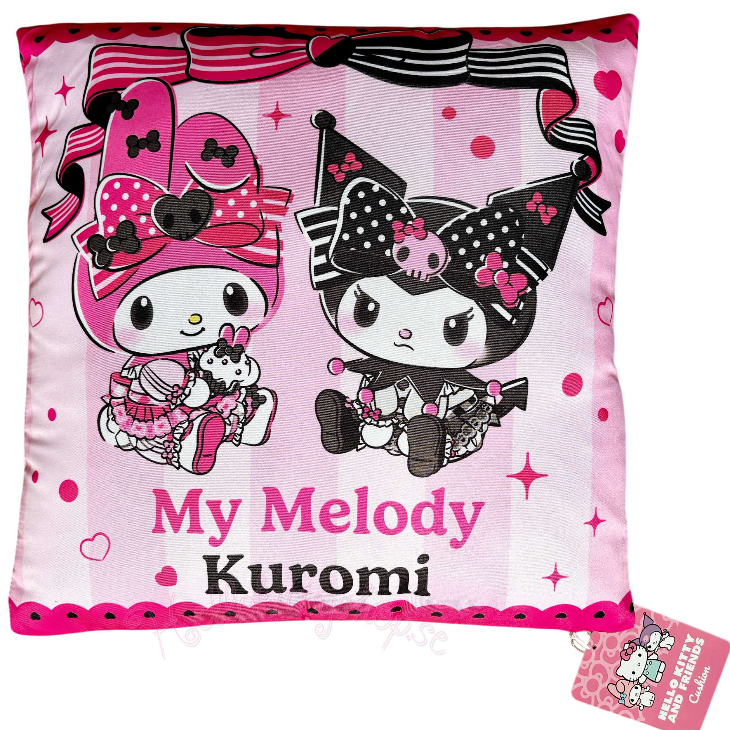 Kuromi & My Melody Kudde - Pink Black Party Series - 35 x 35 cm – Kawaii Sanrio Kudde