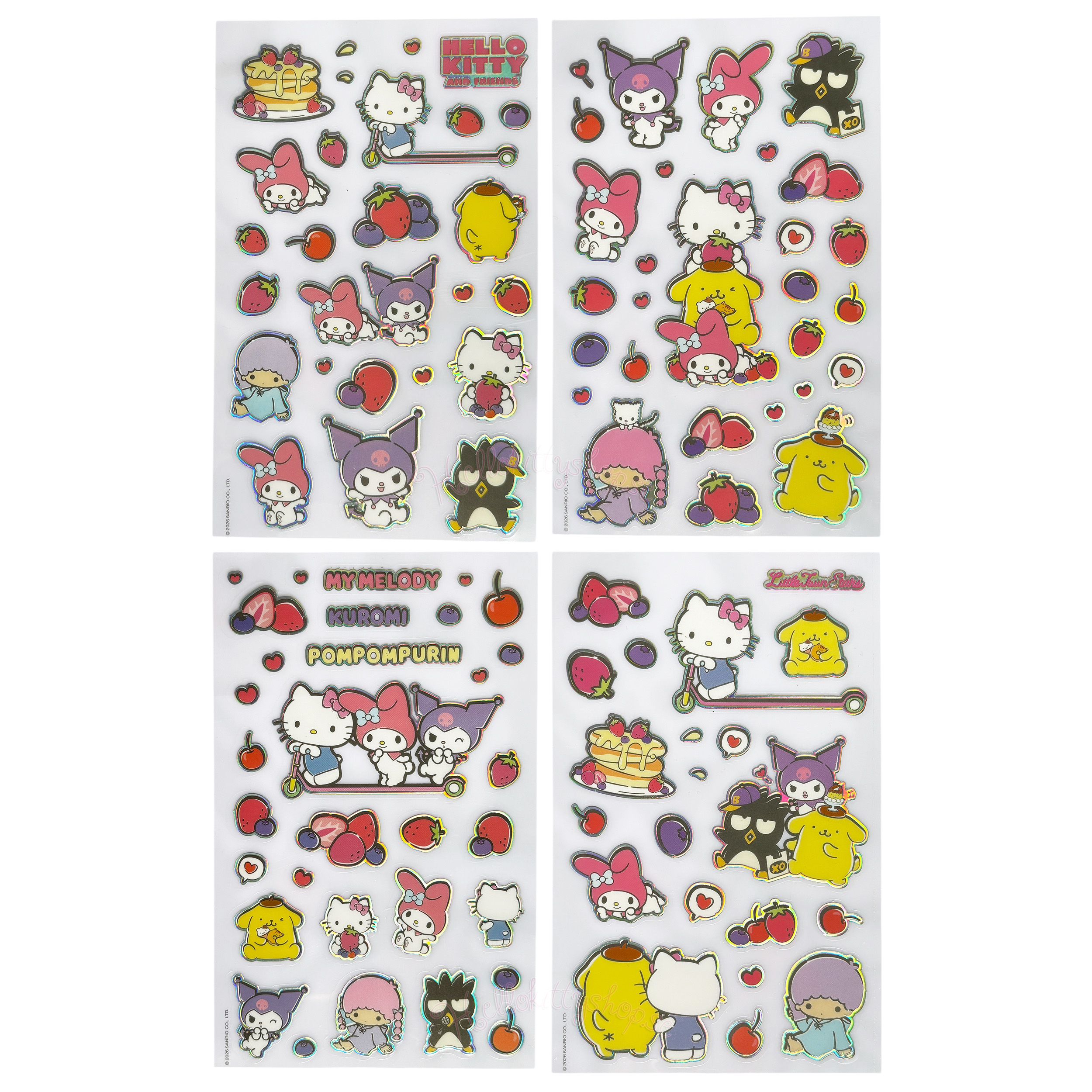 Hello Kitty & Friends Holografiska Klistermärken 4 st Ark - Everyday 10 x 16 cm