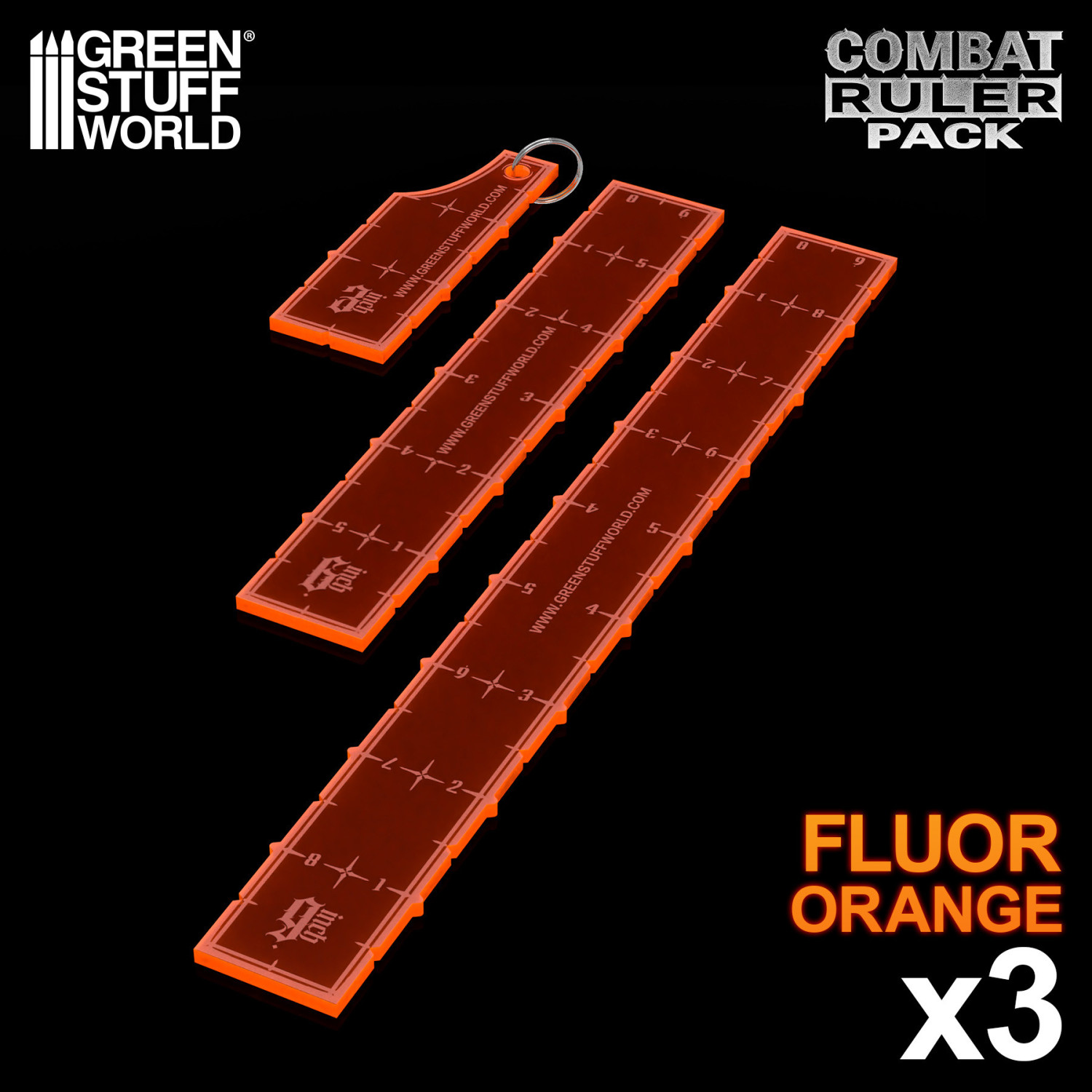 Green Stuff World: 3-6-9 Combat Ruler Pack - Fluor Orange