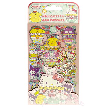 Hello Kitty & Friends Holografiska Klistermärken 4 st Ark - Cupcake 10 x 16 cm