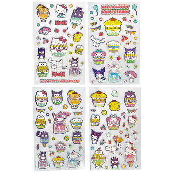 Hello Kitty & Friends Holografiska Klistermärken 4 st Ark - Cupcake 10 x 16 cm