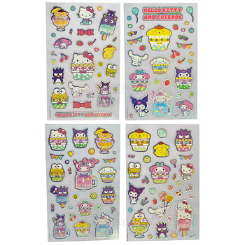 Hello Kitty & Friends Holografiska Klistermärken 4 st Ark - Cupcake 10 x 16 cm