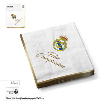 Real Madrid Servetter 12-pack Feliz Cumpleanos