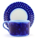 Stig Lindberg (Blå Husar 1968) Teacup with Blue Geometric Decor 12 cm