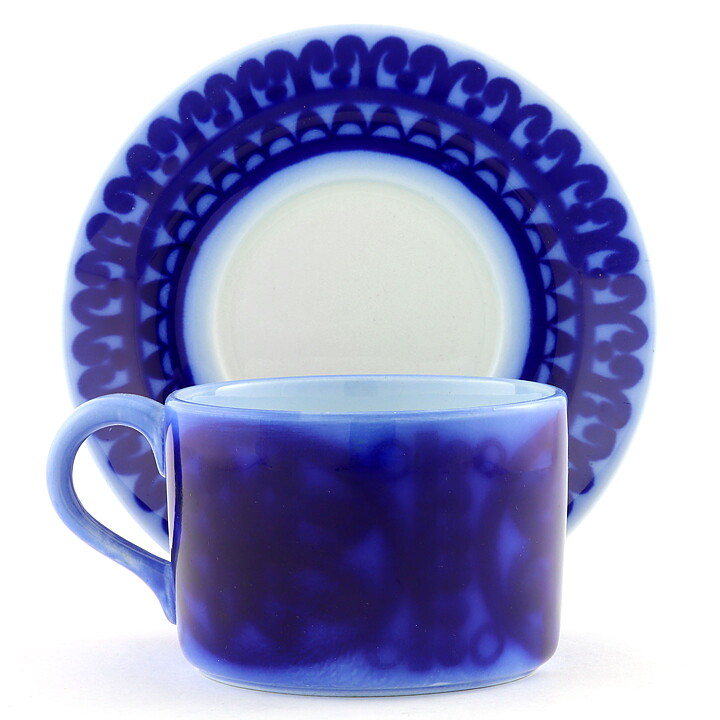 Stig Lindberg (Blå Husar 1968) Teacup with Blue Geometric Decor 12 cm