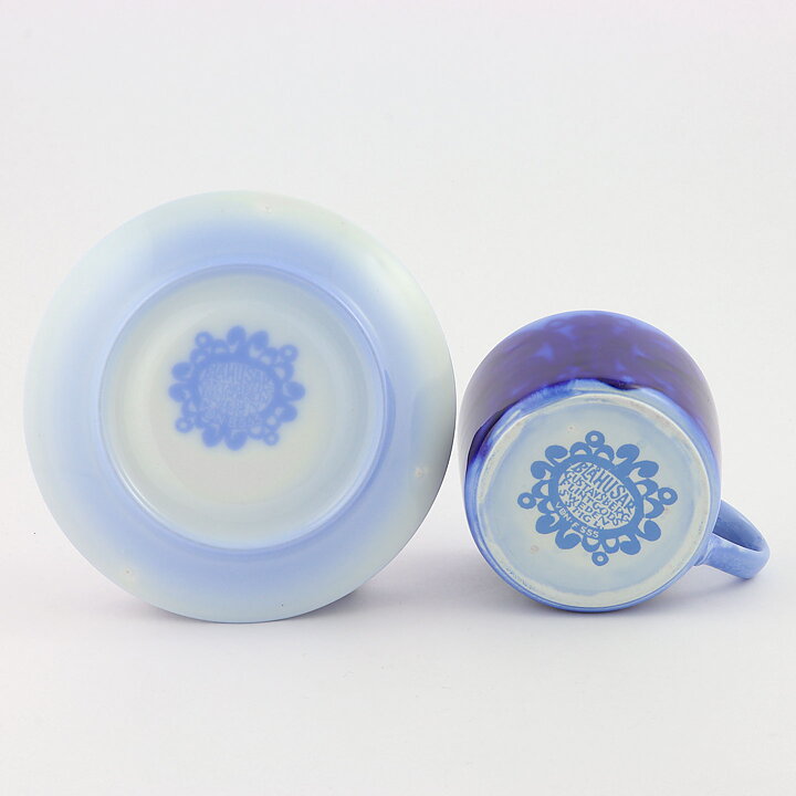 Stig Lindberg (Blå Husar 1968) Teacup with Blue Geometric Decor 12 cm
