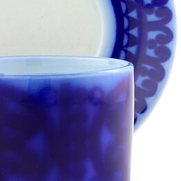 Stig Lindberg (Blå Husar 1968) Teacup with Blue Geometric Decor 12 cm