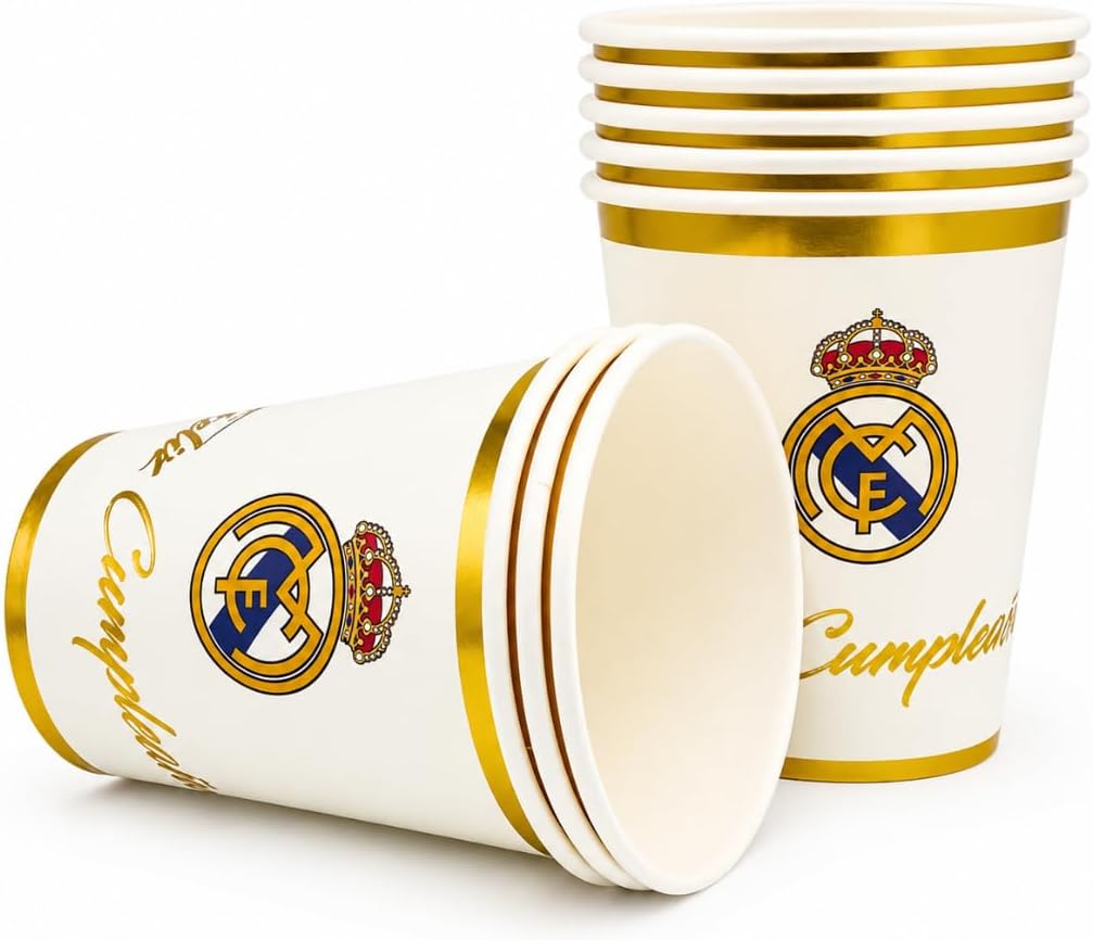 Real Madrid Pappersmuggar 8-pack Feliz Cumpleanos - 4