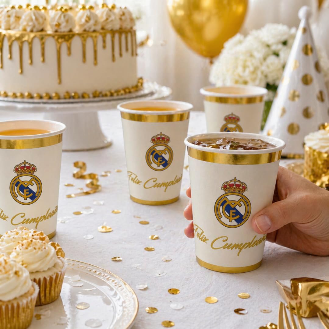 Real Madrid Pappersmuggar 8-pack Feliz Cumpleanos - 3