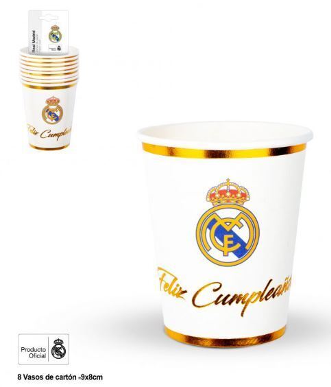 Real Madrid Pappersmuggar 8-pack Feliz Cumpleanos