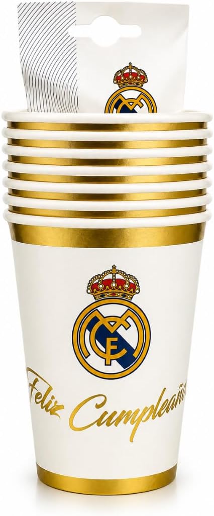 Real Madrid Pappersmuggar 8-pack Feliz Cumpleanos - 2