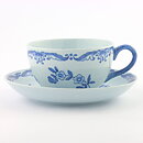 Nils Emil Lundström (Ostindia 1932) Rounded Coffee Cup with Blue Flowers Decor 10,5 cm <Early Production>