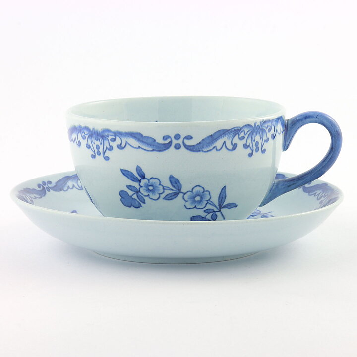 Nils Emil Lundström (Ostindia 1932) Rounded Coffee Cup with Blue Flowers Decor 10,5 cm <Early Production>