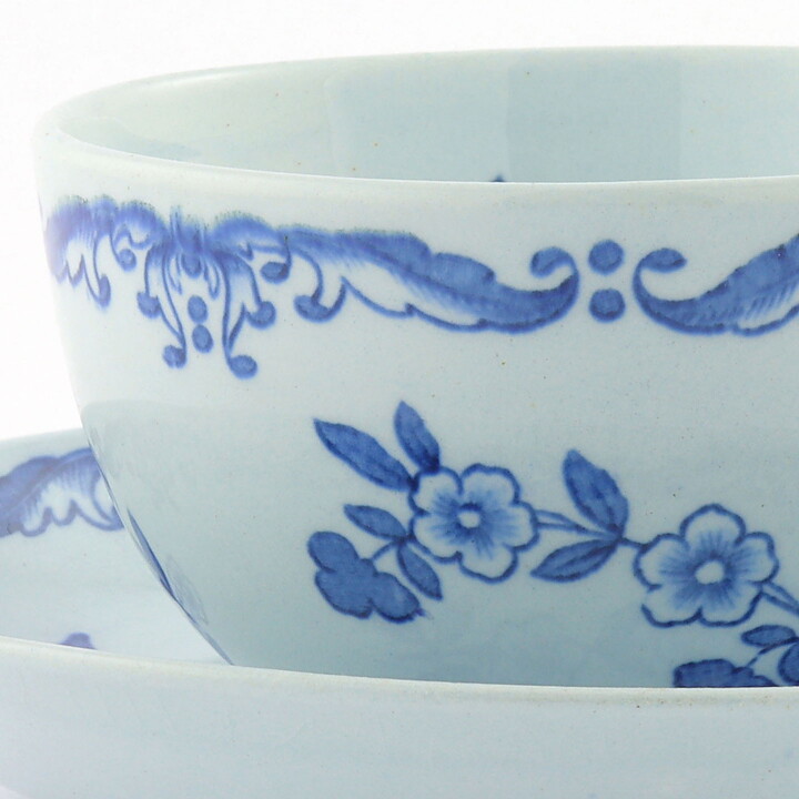 Nils Emil Lundström (Ostindia 1932) Rounded Coffee Cup with Blue Flowers Decor 10,5 cm <Early Production>