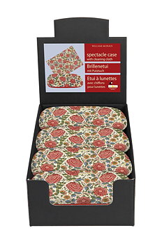 Brilleetuier med pudseklude, William Morris, Roser, Borddisplay med 8 stk.