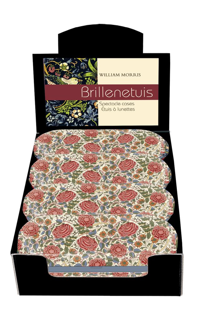 Glasögonetuier, William Morris, Rosor, Bordsdisplay med 12 st.