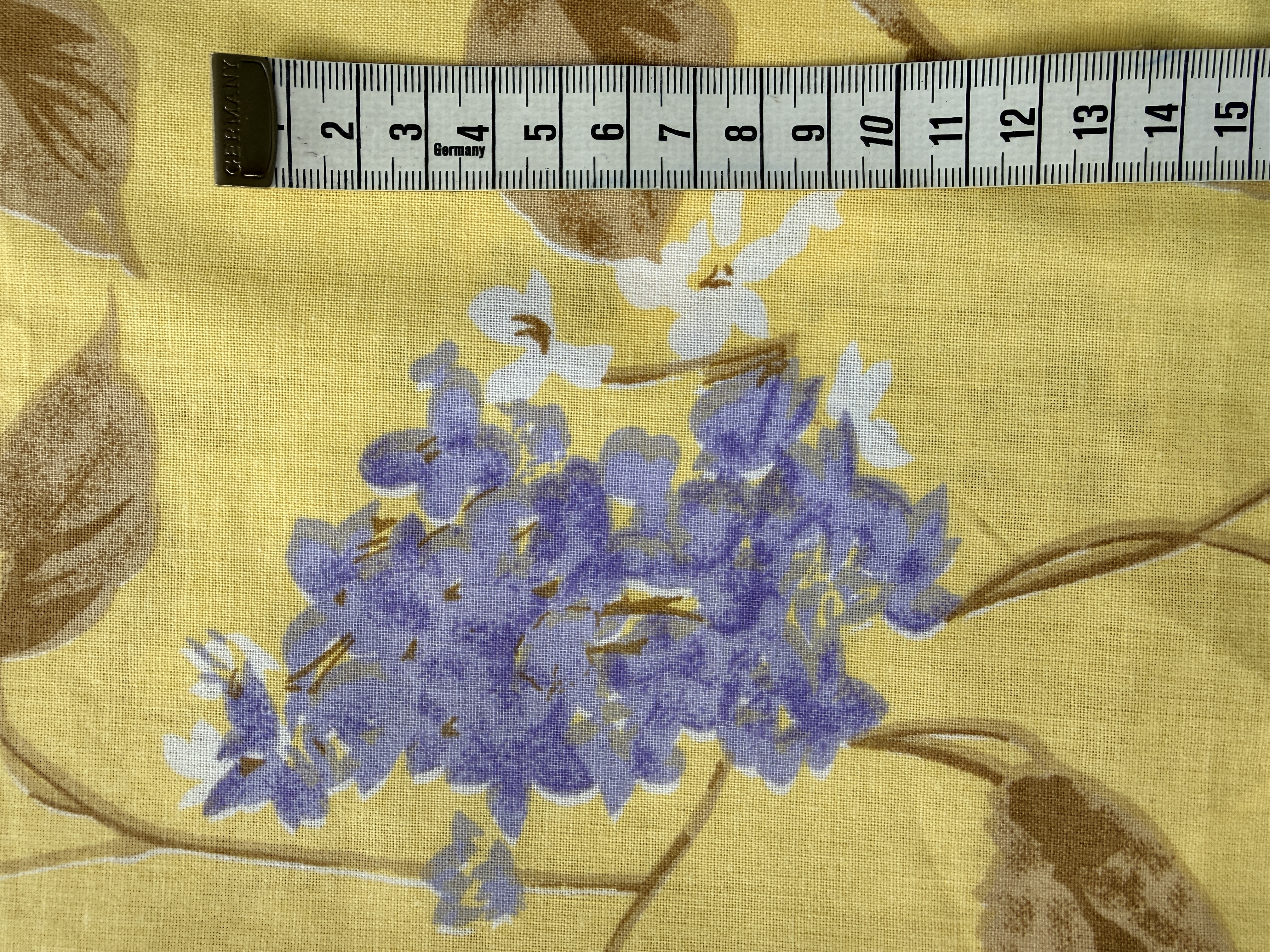 Vintagetyg -  bomull, gult m blomtryck, stor bit - 3