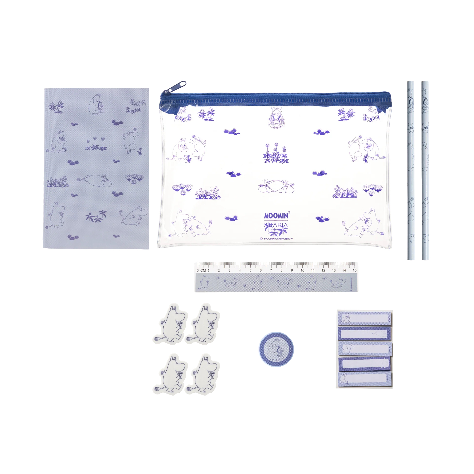 Moomin Pencil Case + Accessories - Moomintroll