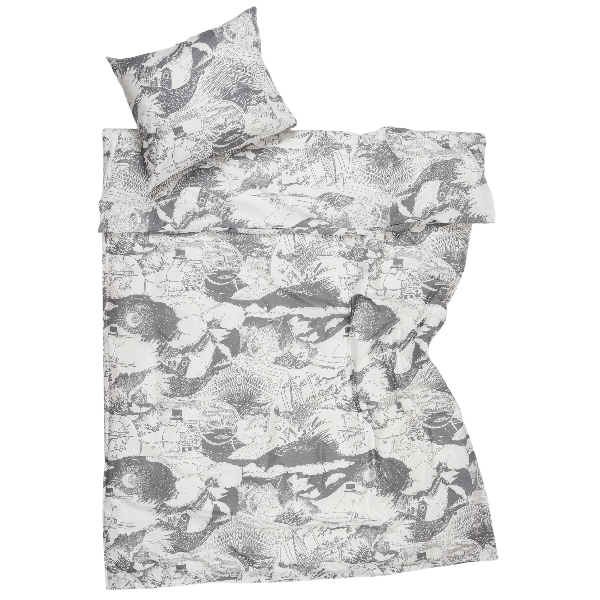 Moomin Bedding Set 150x210 cm - Sailing Gray