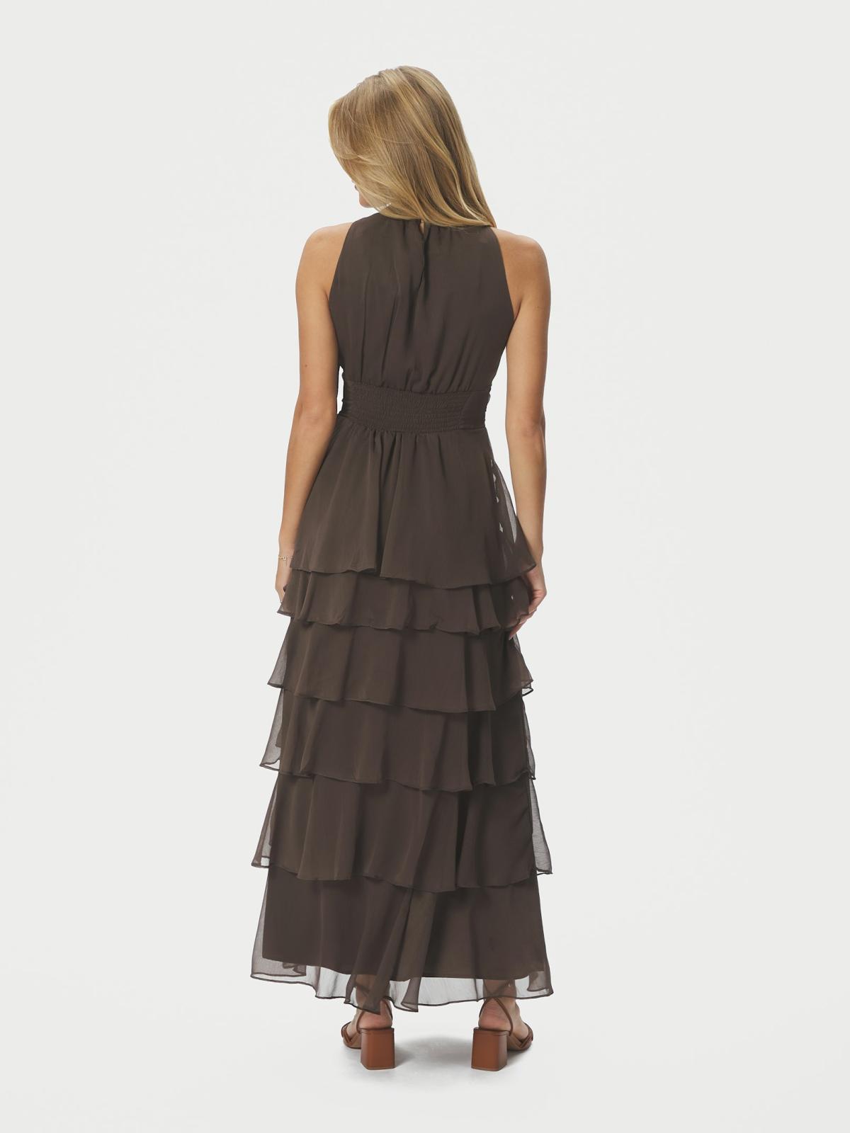 Neo Noir Marli Solid ChiffonDress, Dusty Brown - 4