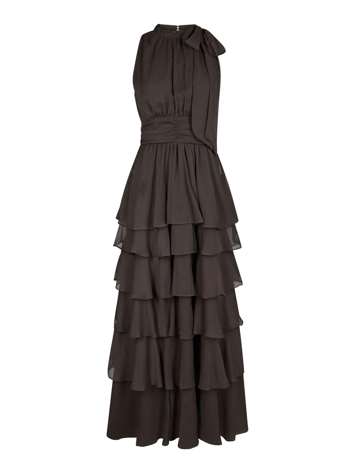 Neo Noir Marli Solid ChiffonDress, Dusty Brown