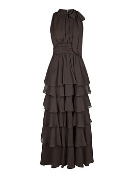 Neo Noir Marli Solid ChiffonDress, Dusty Brown