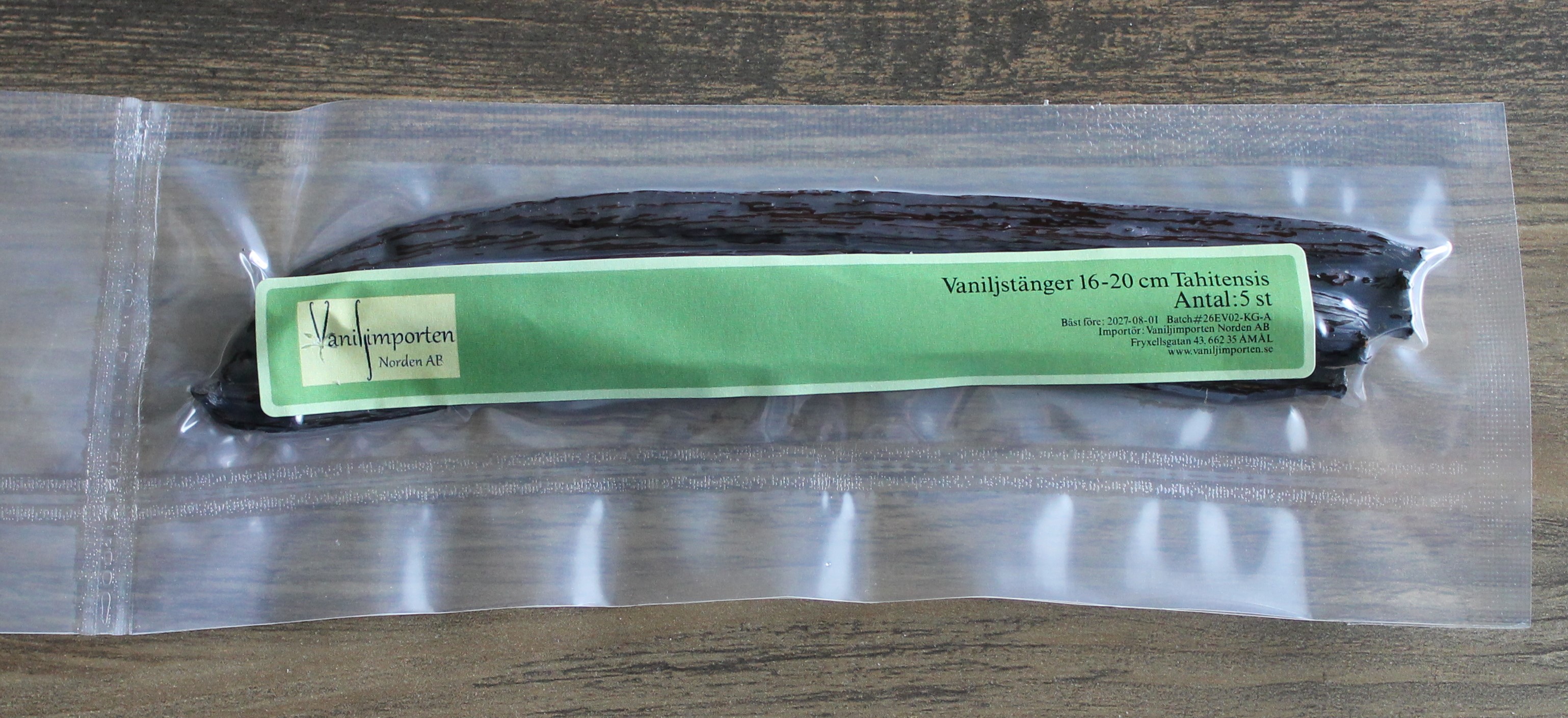 Vaniljstänger Tahiti (Vanilla Tahitiensis) 16–20 cm - 5 st - 3
